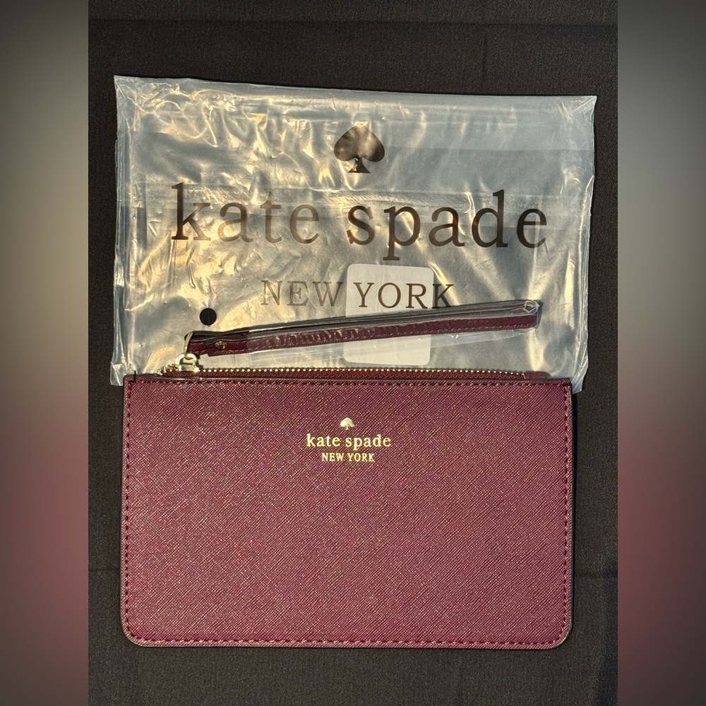 Kate Spade Plum Wristlet with Gold Accents